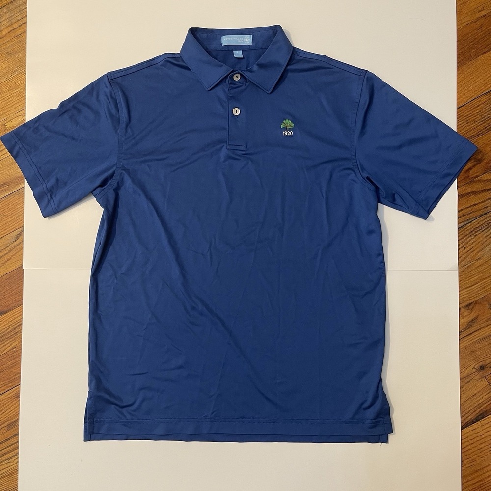Peter Millar Youth Polo Shirt Blue Golf Performance Stretch Size Large